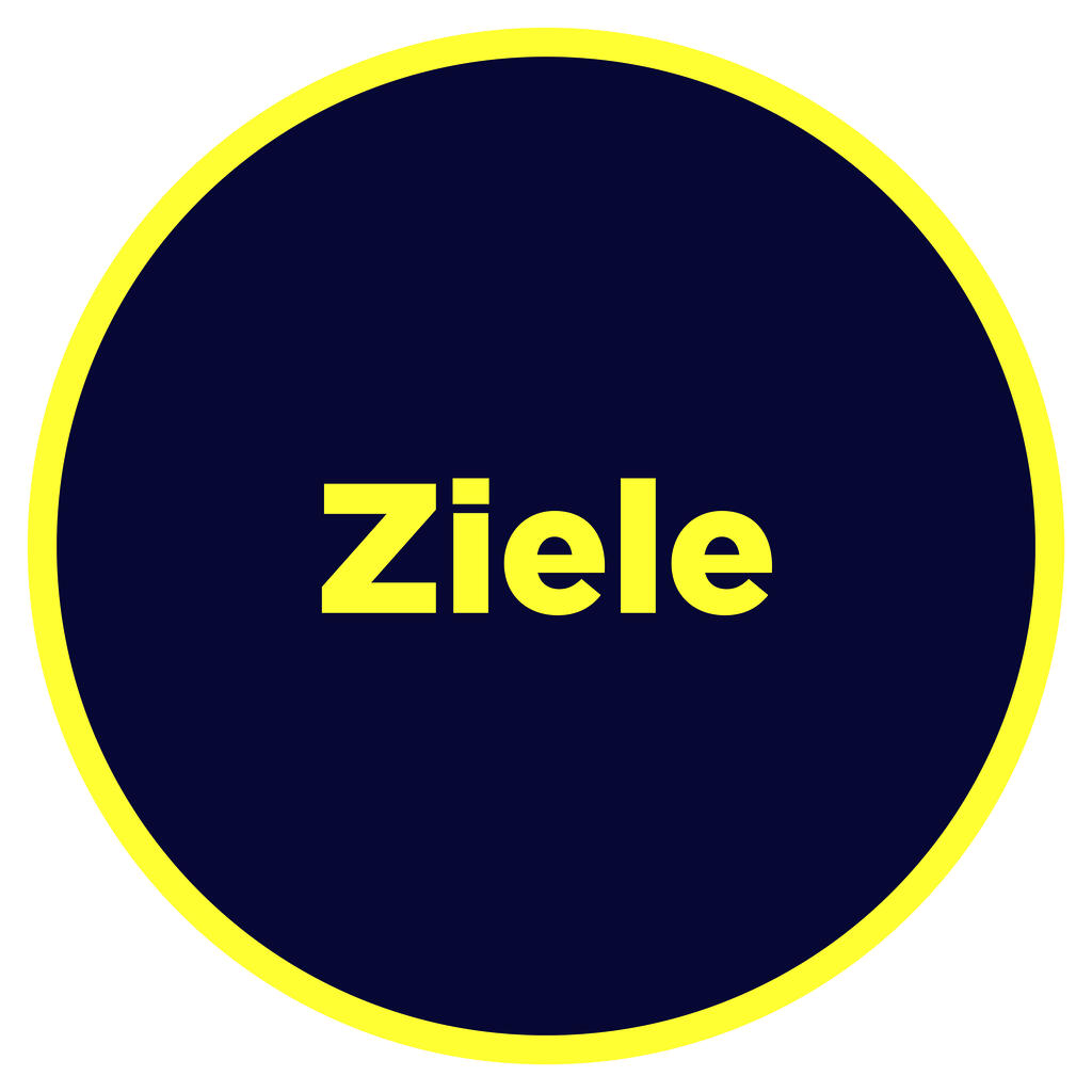 Grafik Gelb auf Dunkelblau: "Ziele"