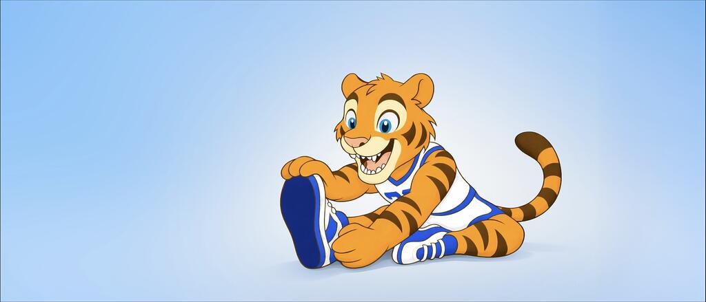 Tiger Timi dehnt sein Bein